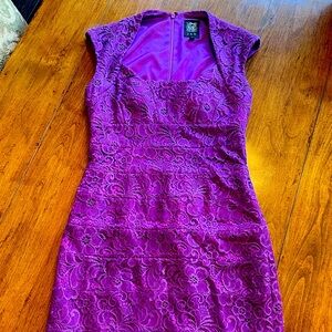 Jax Purple Lace and Satin lined scoop neck, vibrant, romantic dress